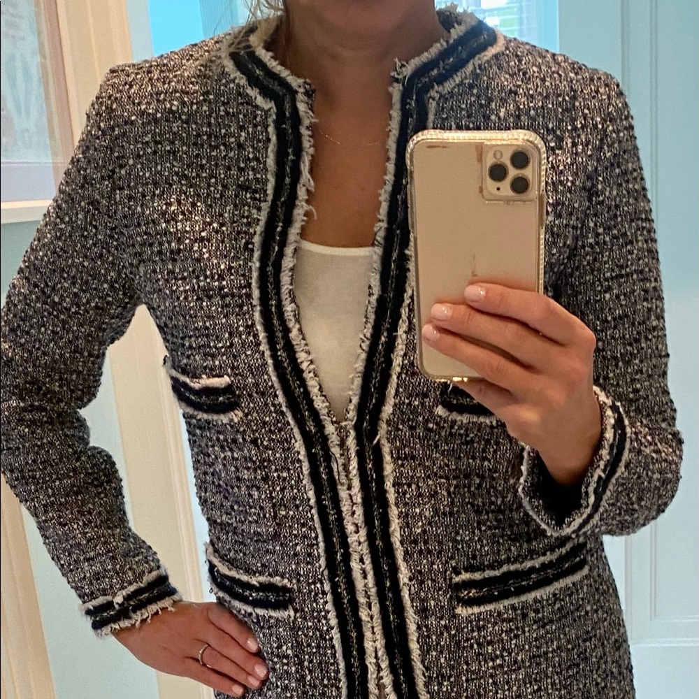 L.K.Bennett London Navy and White Tweed Jacket